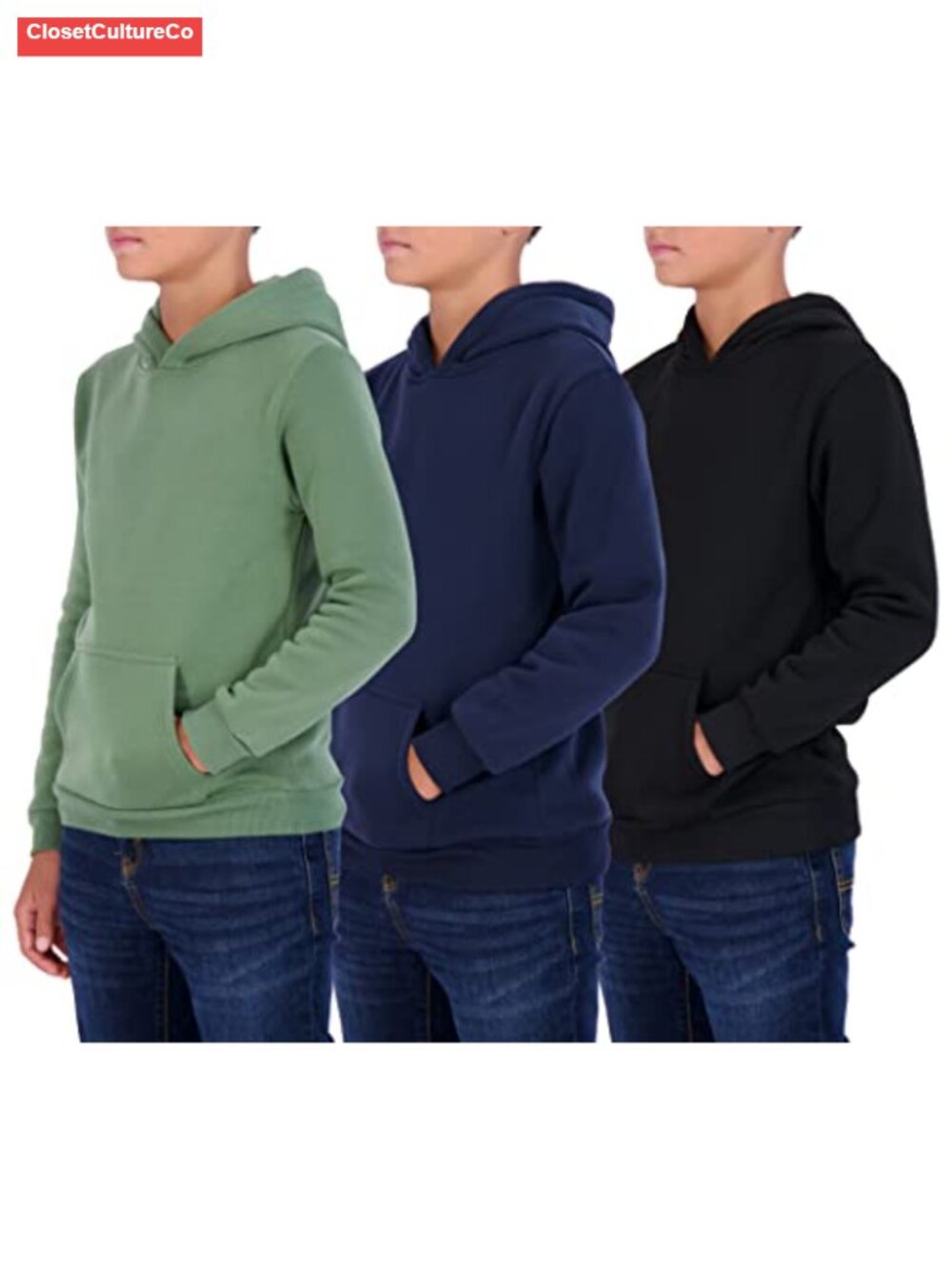Boys Fleece Pullover Hoodies 3 Pack Kangaroo Pocket Hooded Sweatshirts Kids
